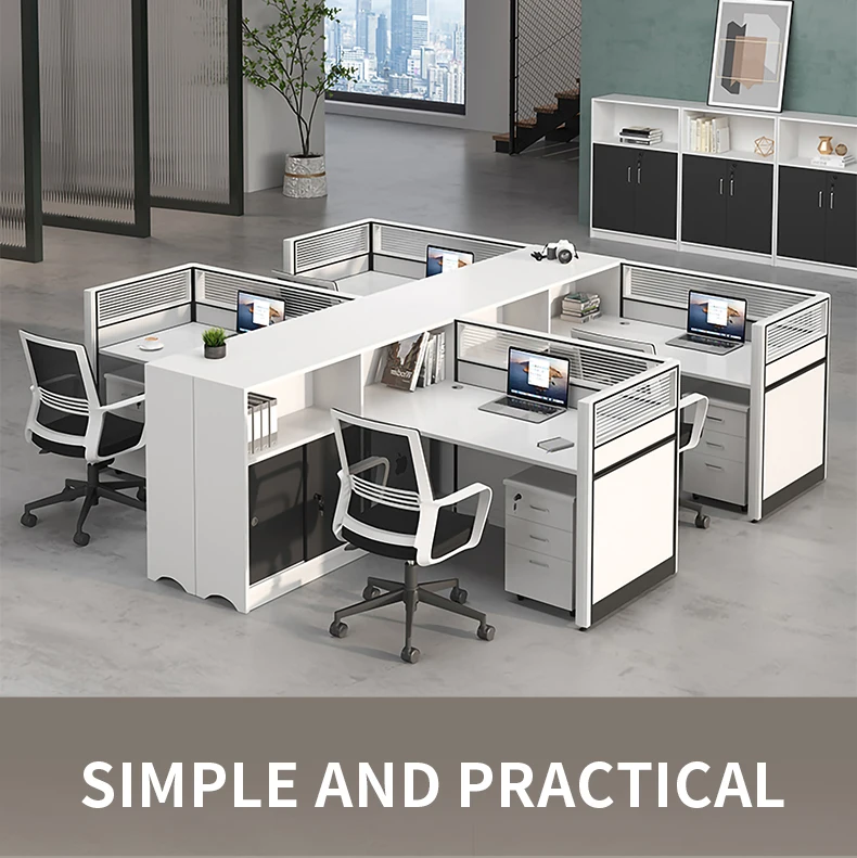 Modern Luxury Wooden White Office Furniture Staff Table Modular