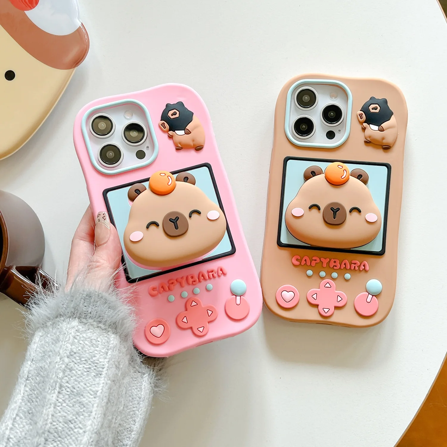 Cute Capybara Holder Silicone Mobile Phone Case for Iphone