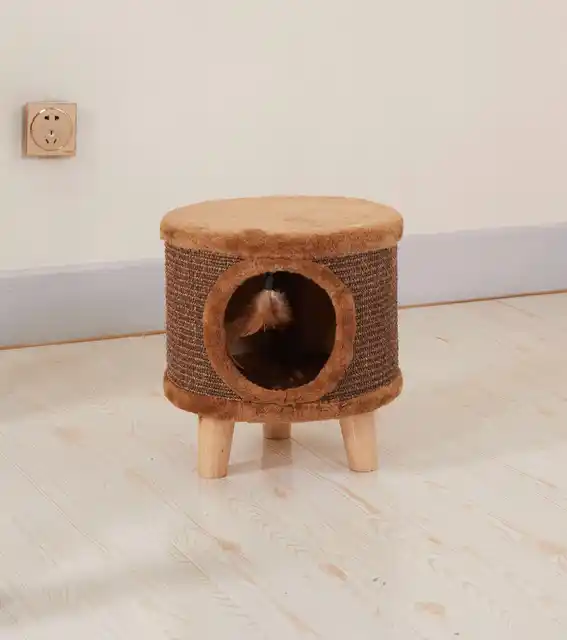 Creative Solid Wood Cat Scratcher House New Design Good Indoor For Cat Sleep