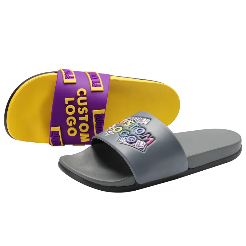 Henghao Custom Slippers Emboss Sport Slippers Outdoors Custom Brand Name Sports Out Slippers Soles Double Soft Sole for Fast
