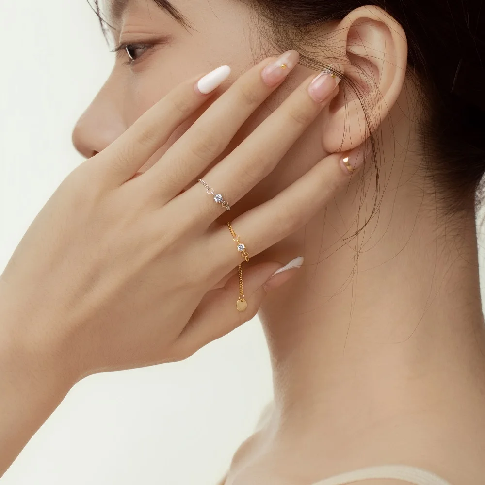KAKODIY Unique Personalized Design Beautiful Rhodium 18K Gold Plated 925 Sterling Silver Chain 5A Zirconia Christmas Jewelry Ring detail 1