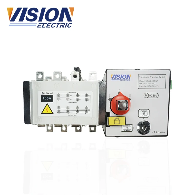 VISION ATS 160A Dual Power Generator ATS 4P 4 Poles Generator Changeover Switch 100A 250A 400A 630A 800A 1000A