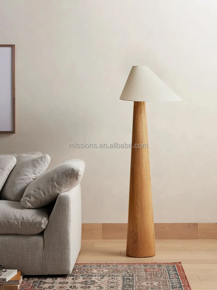 2023 Vintage Wooden Natural Solid Wood Mushroom Rustic Led Floor Lamp ...