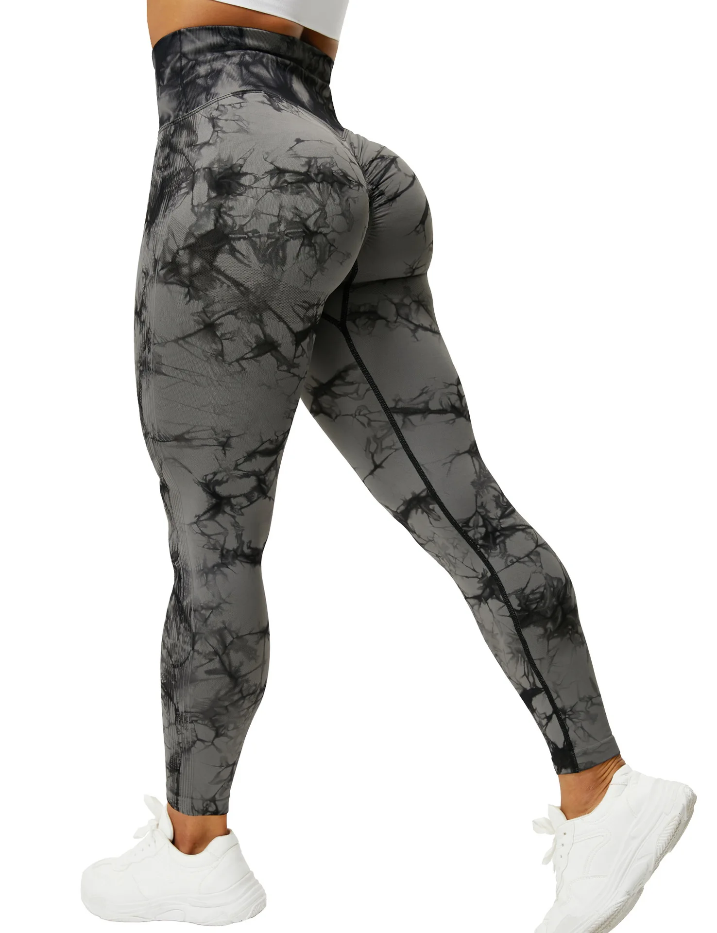 New Custom Logo Great elasticity High Waisted Gym Workout Seamless Leopard  Squat Proof Camo Scrunch Butt Leggings For Women