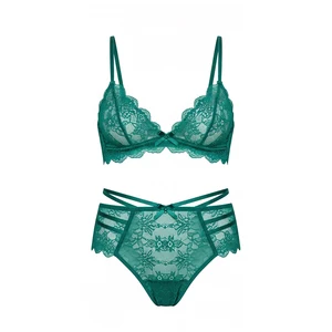 Top Wholesale Lace Bra with Wireless Triangle Bra High Waist Caged Straps Sexy Underwear Women Lingerie for Lady Trendy Lace Bra