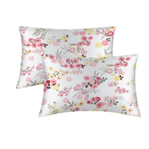 Heniemo Low Moq Envelope Closure 2pc Printed Pillowcase for Hair and Skin Anti-acne Silky Polyester Satin Pillow Cases