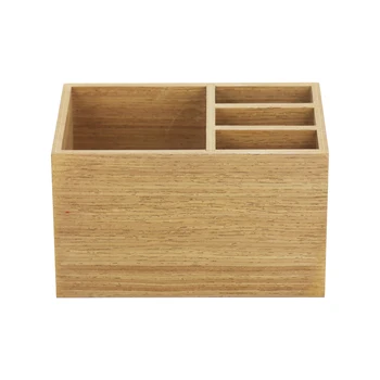 FSC material multifunction set fashionable book bamboo cosmetic storage bin makeup box office wooden desk organizer