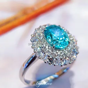 In Stock! 3.055ct IGI Certified Engagement Ring - PT950 Platinum, Lab Diamond, Paraiba Style