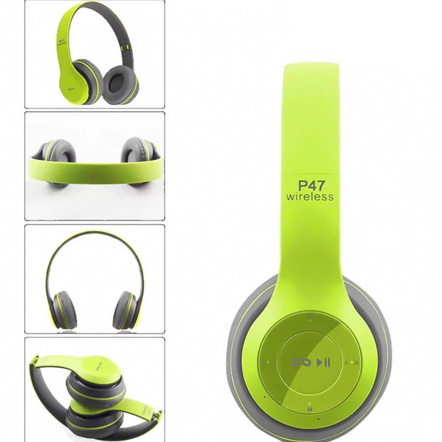 P47 BT Helmets Wireless Earphone Foldable Noise Cancelling Hifi Stereo Headphone with Mic Headsets Bag for Kids Girl Gift - ANKUX.COM