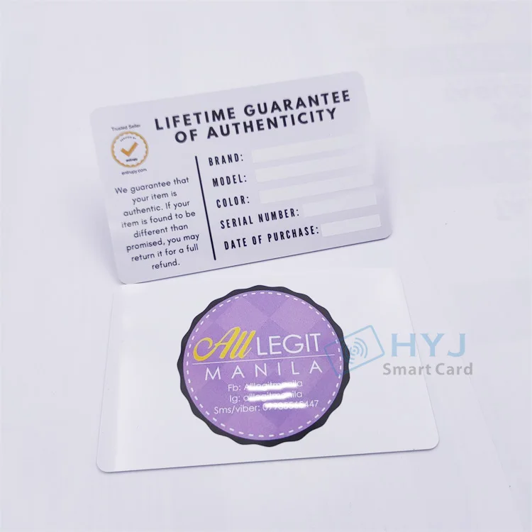 Source Custom Printing PVC warranty card with logo for watch / products on  m.