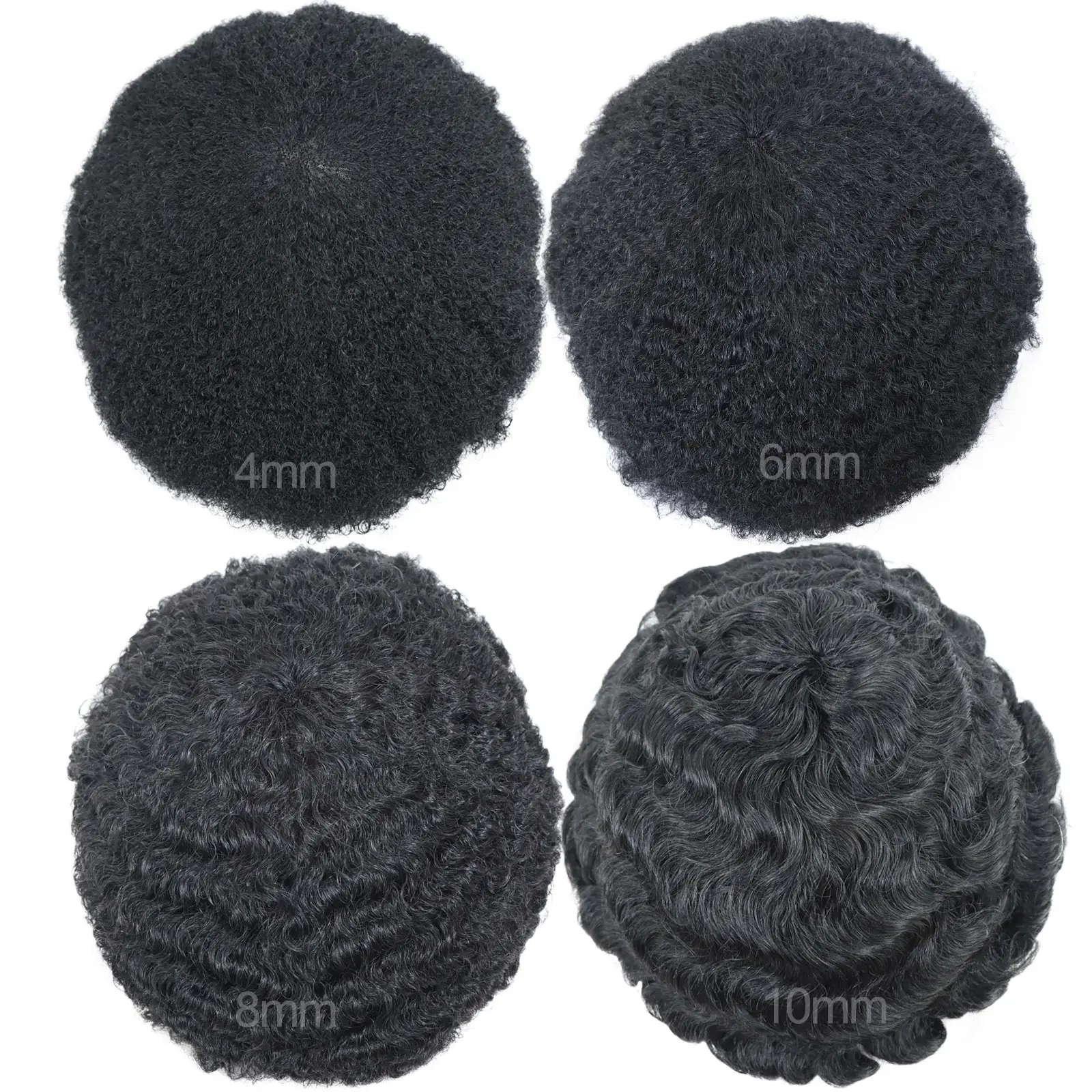 Afro Wave Hair Units for Men Natural Curly Toupees