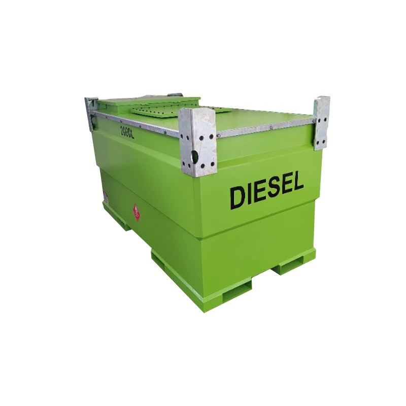 Skid-mounted double-walled easy-to-clean mobile fuel tanks for diesel and gasoline storage