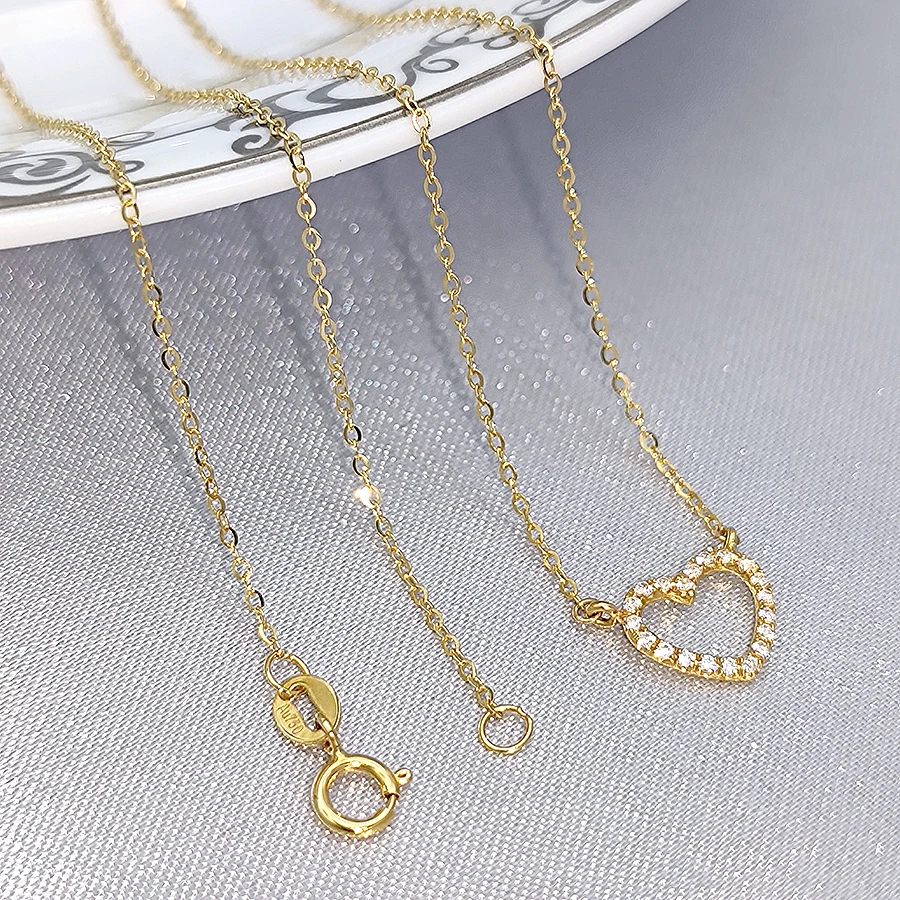 Luxury Pendant Heart Shape 18K Gold Necklace for Women's