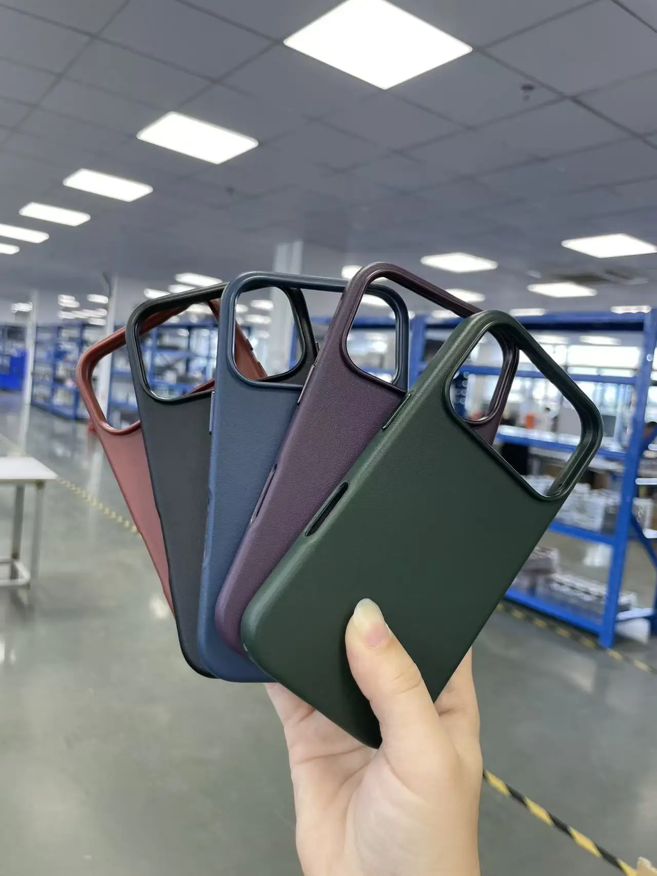 product laudtec pu smooth leather phone case for iphone air 17 16 pro max support lanyard simple business back cover shockproof sjk1101-2