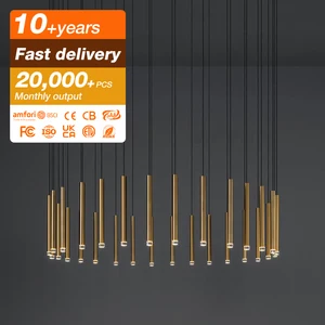 Customizable Modern Dining Table bar Combine Any Shape Art Decoration Hotel for Long Straight Tube LED Pendant Lamp Chandelier