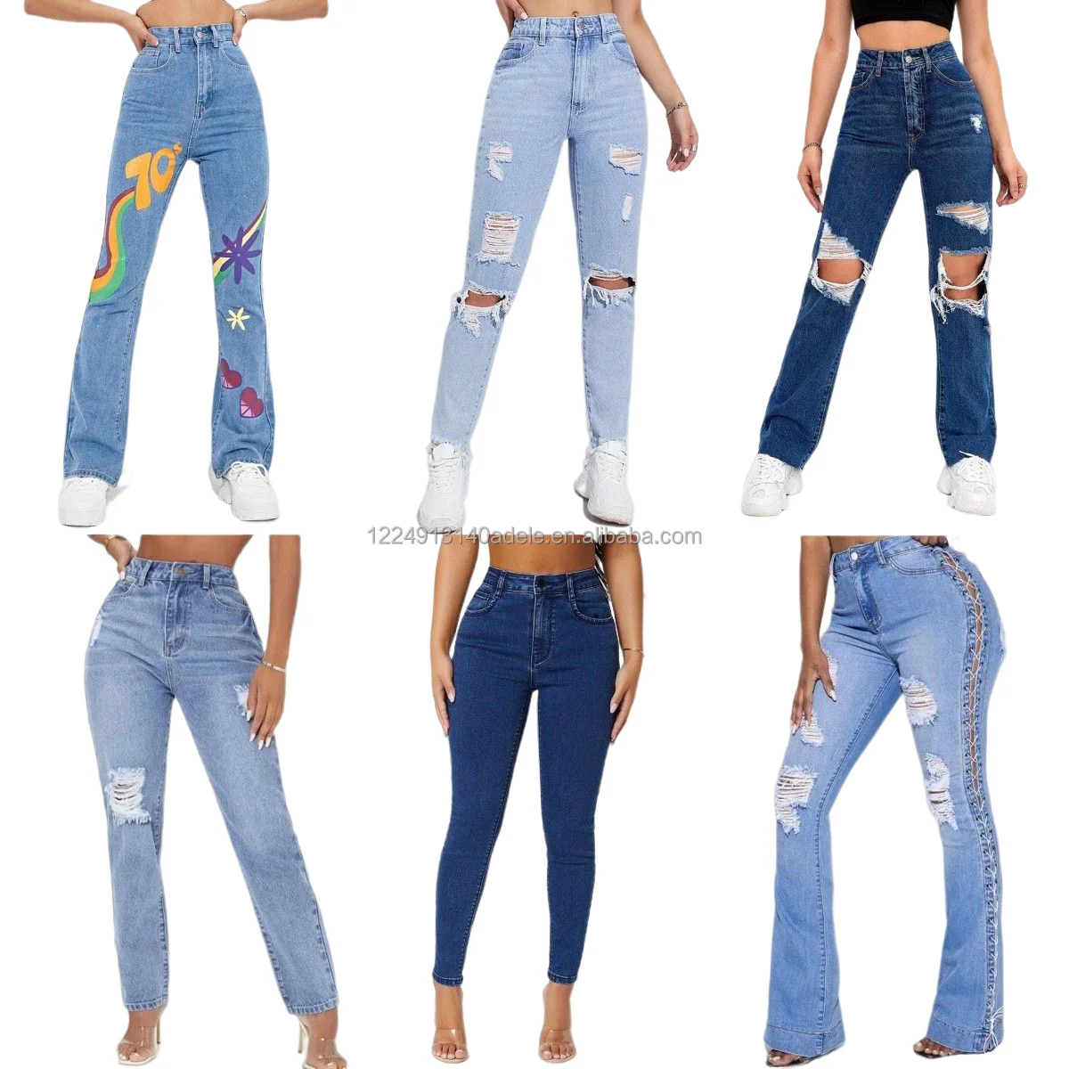 Fashion Women Jeans Wholesale Zipper 
