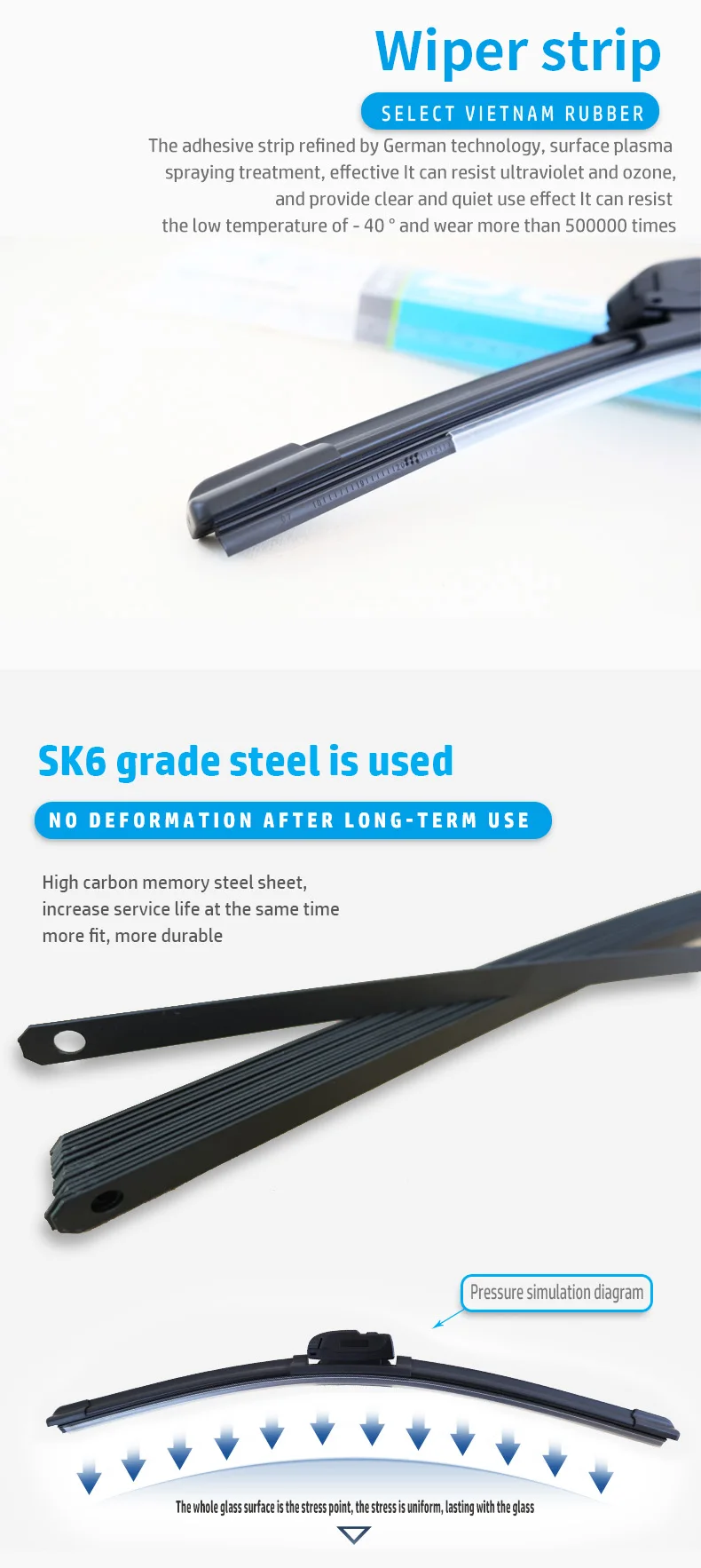 Car Windshield Wipers Multifunction Adapt Universal Frameless