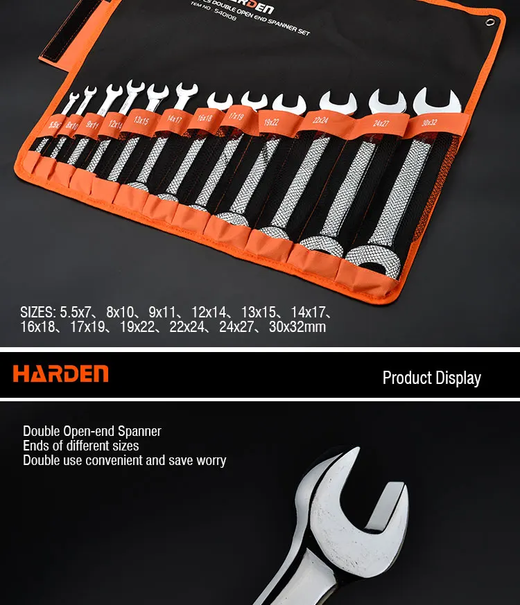 Hand tools chrome vanadium 12pcs double open-end ratchet spanner set