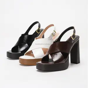 4310-1 Custom Wholesale Thick Sole Chunky Heel Sandals Summer Fashionable Open Toe Thick High-heeled Sandals Women Heels Shoes