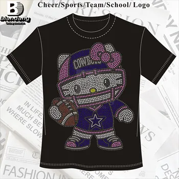 Big Discount Cartoon NFL Team Rhinestone Transfer Design Customized Bling Cowboys Hotfix Iron on Rhinestone Transfers for Shirt