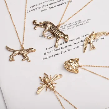 New fashion jewelry gold Personality animal necklace Tiger Dog Monkey Elephant Bee Rabbit Snake Leopard Bird pendant for women