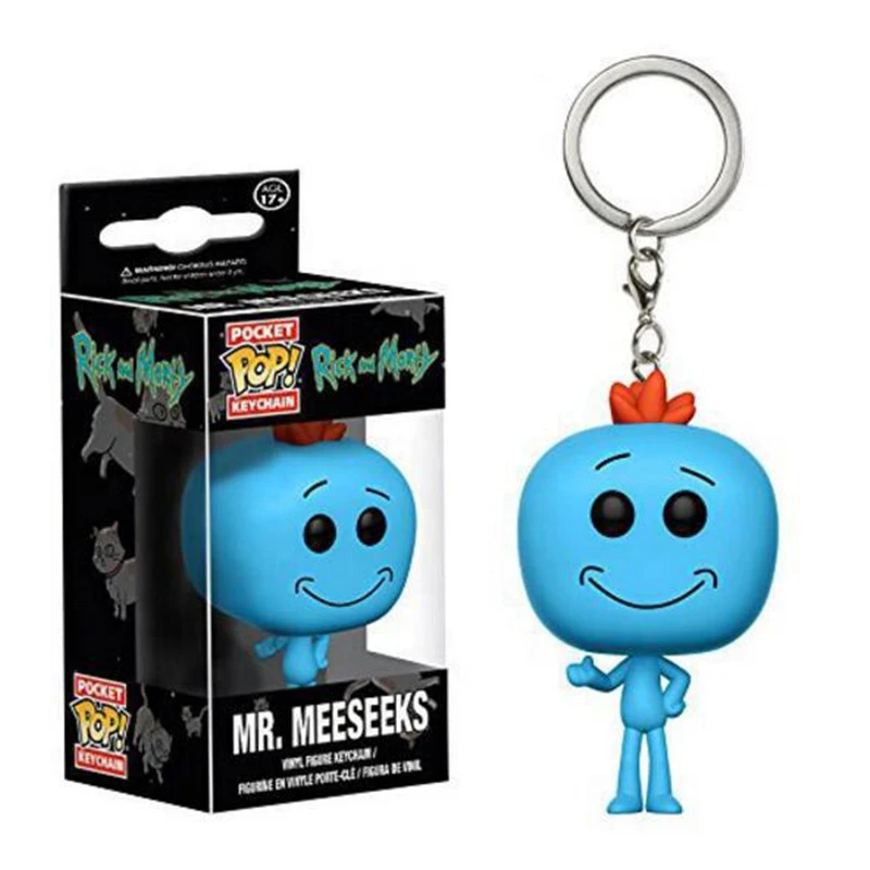 Funko Pop Rick and Morty Action Figure Mr. Meeseeks Keychain Toys 4cm