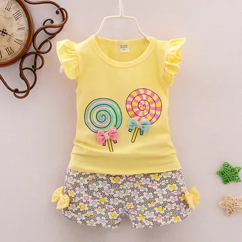 2023 Summer Toddler Girls Cotton Short Sleeve Top+Shorts Set Baby Flower Toddler Suit Baby Children Clothes Sets