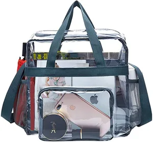 Clear PVC Zipper Makeup Organizer Bag Stadium Approved Tote/Crossbody See Through Cosmetic Case