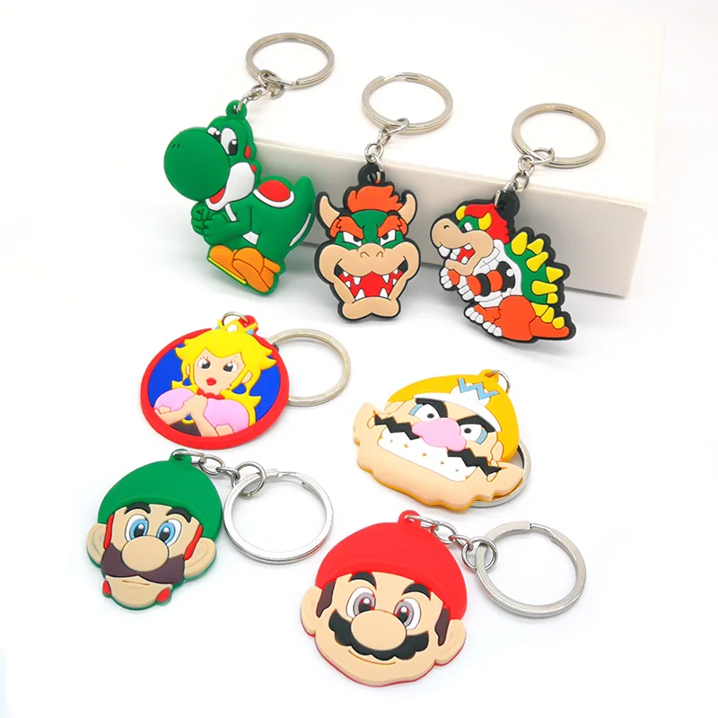 Silicon Key Ring Hot Game Character Mario Luigi Peach Wario Keychain ...