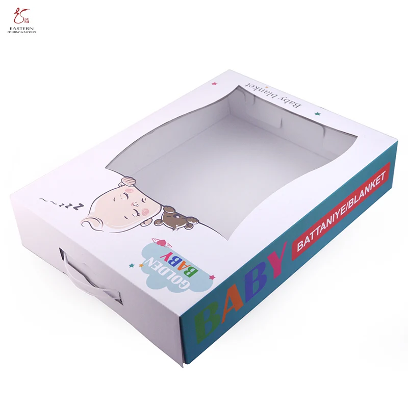 Good Quality Digital Printing Baby Blanket Paper Box Pack Bedding Quilt Pillow Cookware Fold Shipping Carton Box with Handle