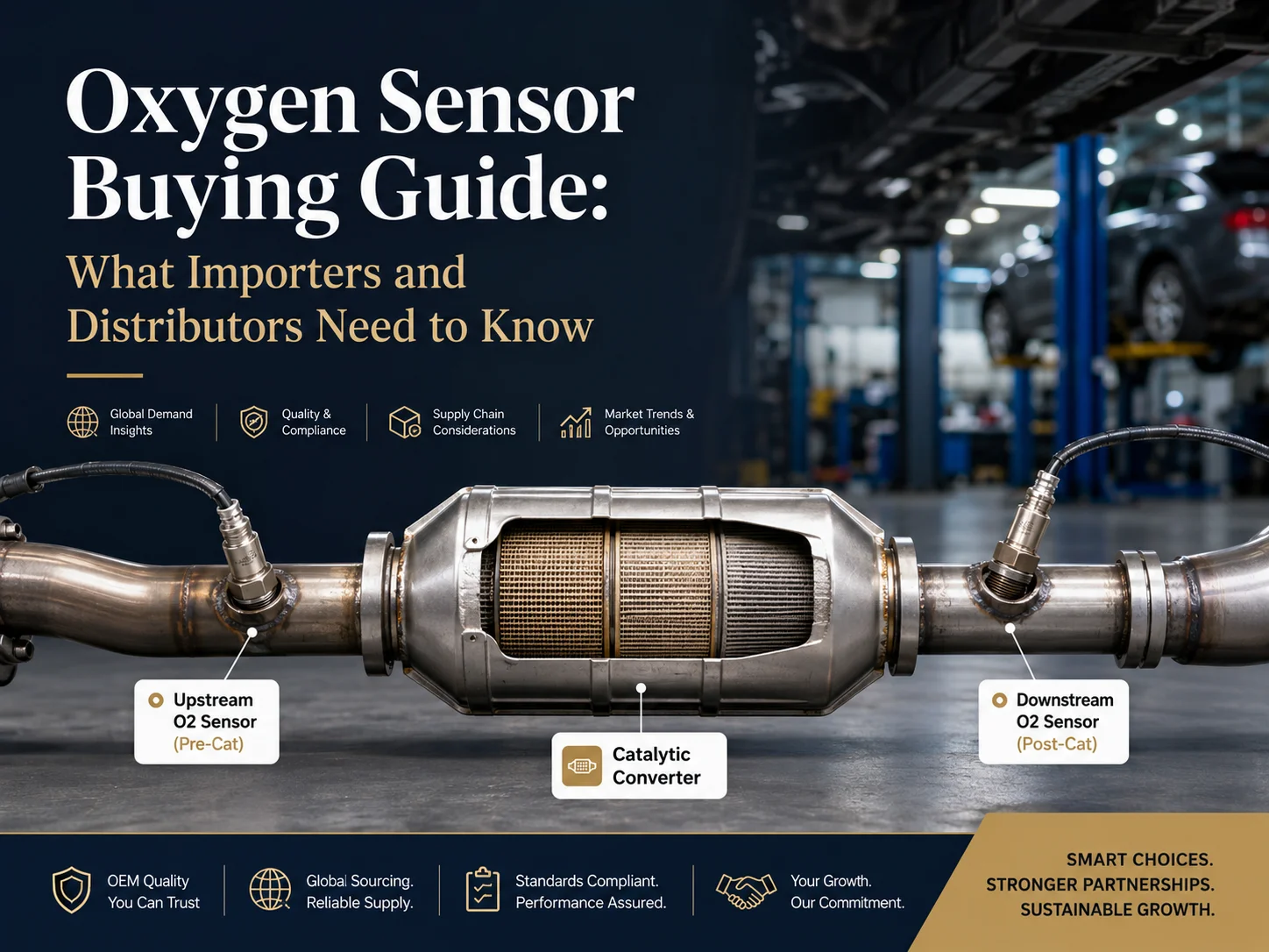 Upstream and downstream oxygen sensor positions in the exhaust system