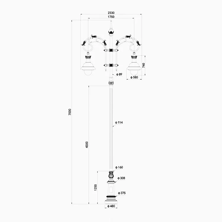 Classic retro nordic european style custom led street lamp pole pathway fence battery outdoor garden post modern wall light