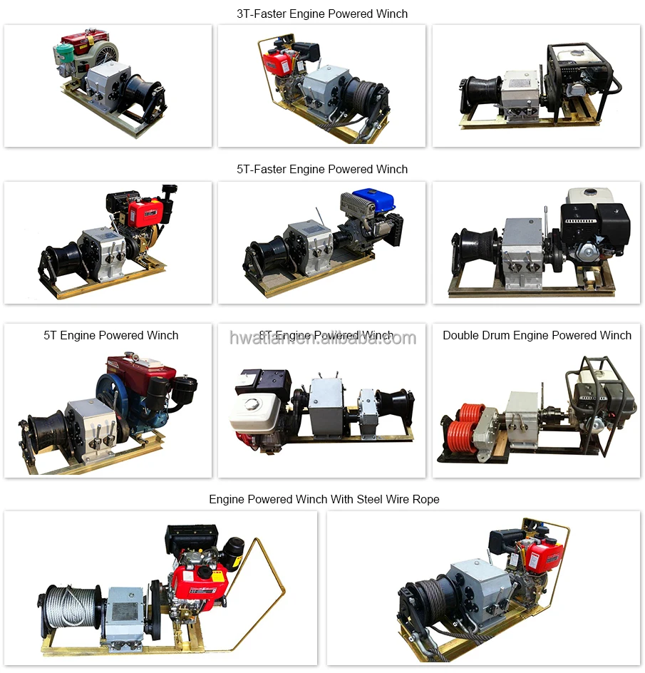 5T Double Drum Winch with Petrol Diesel Engine Electric Motor for Cable Laying at Civil Engineering Projects