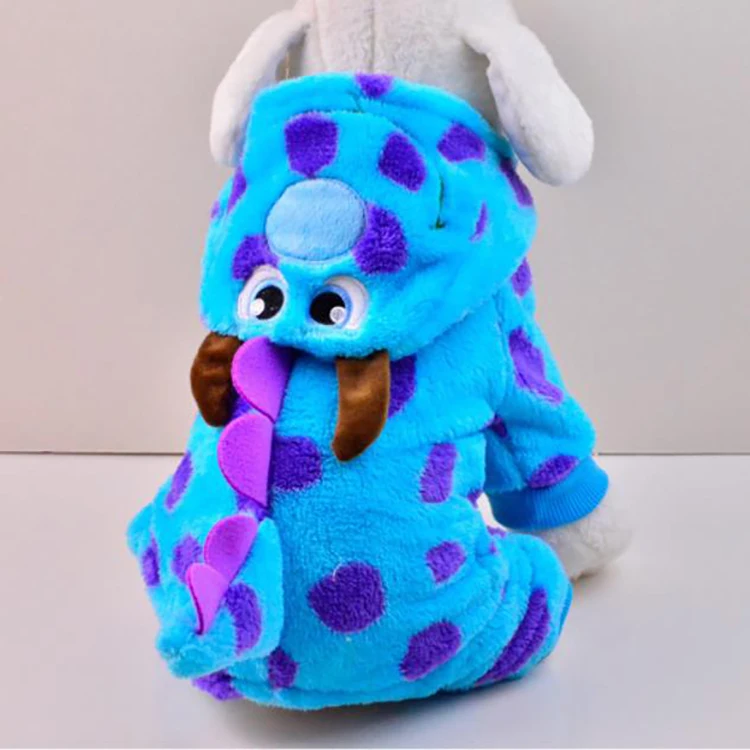 Pet Clothes Cute Funny Dinosaur Costumes Coat Winter Warm Fleece Clothing For Small Dogs Puppy