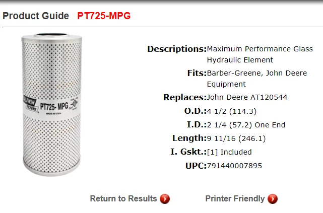 Baldwin PT725-MPG Hydraulic Element 価格比較