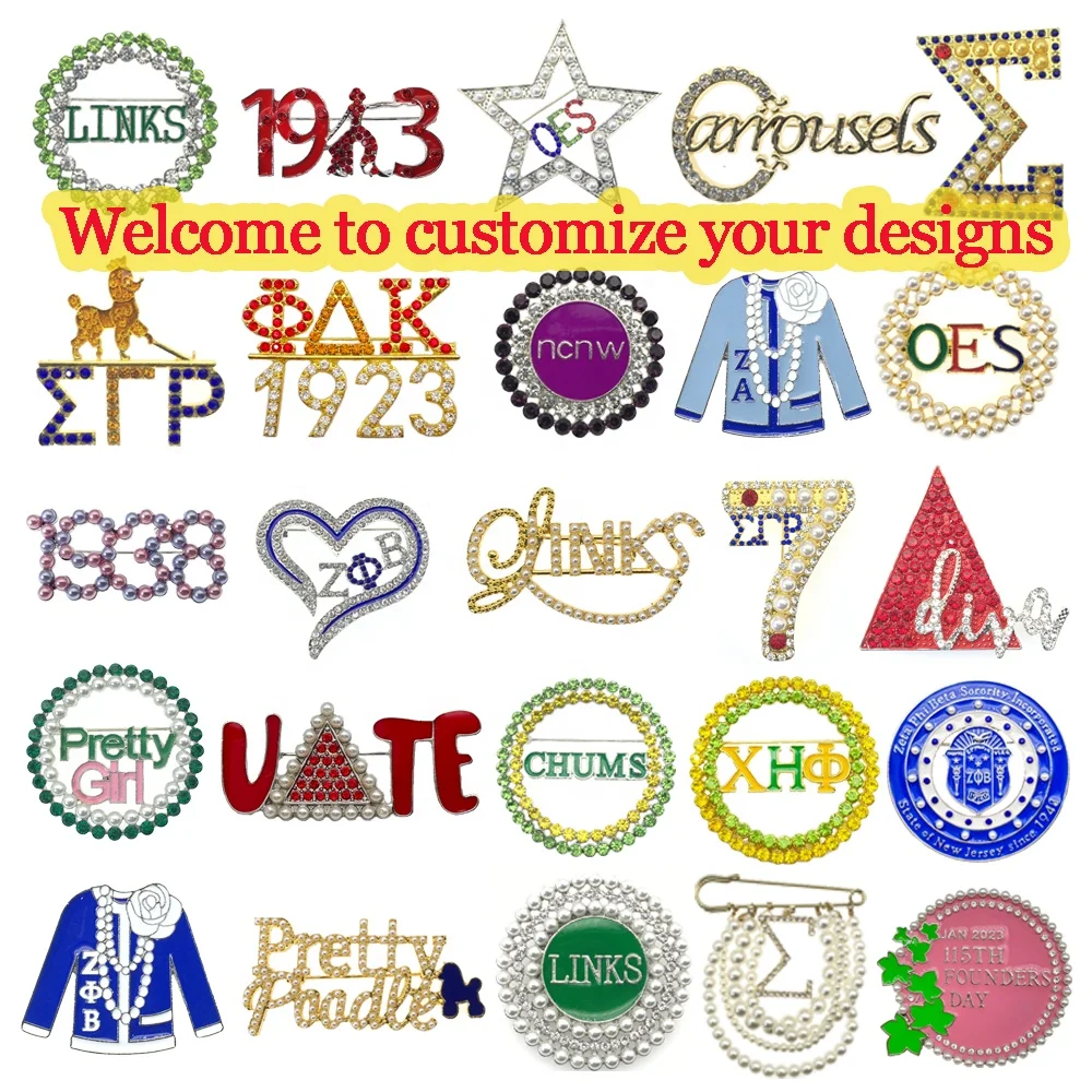 2024最新蓝色珐琅镶嵌水钻社会1920 ZPB别针饰品礼品手指手势Zeta Phi Beta联谊会胸针