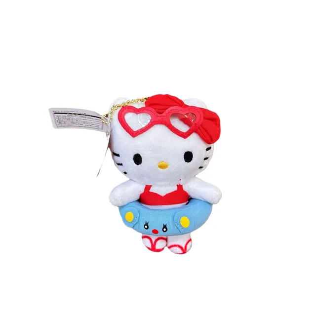 Cute cartoon Hawaiian swimming circle Kitty plush doll pendant KT cat backpack pendant keychain gift