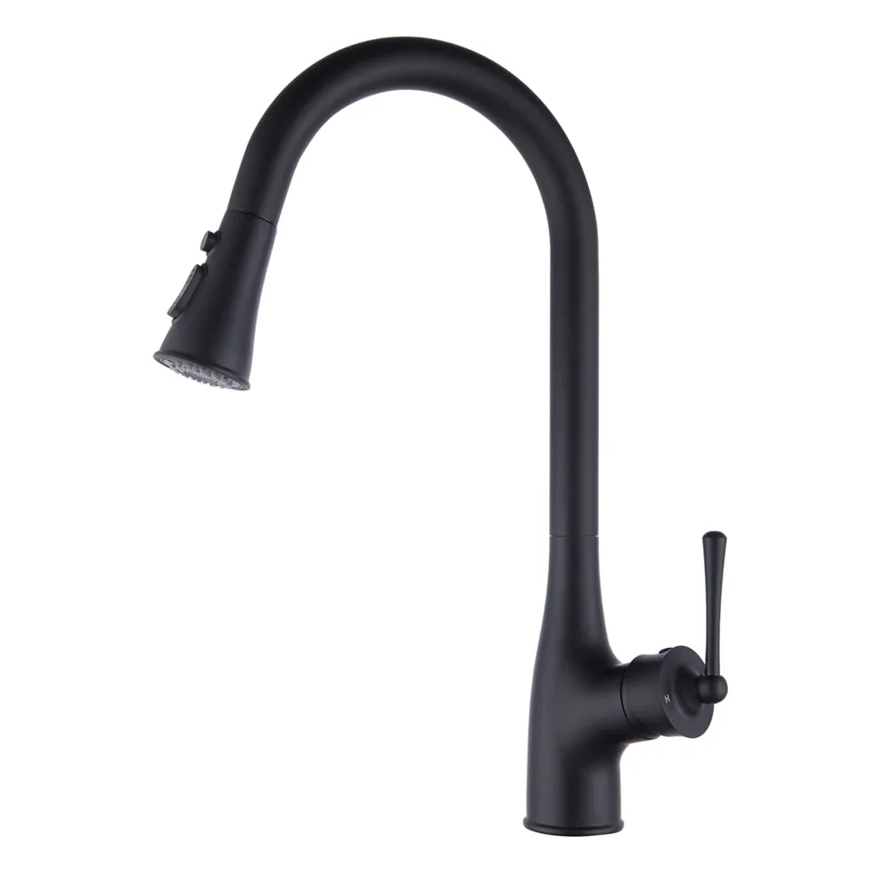 High Quality Contemporary Tap 304 Stainless Steel Pull Down Black Brushed Single Handle Sink Kitchen