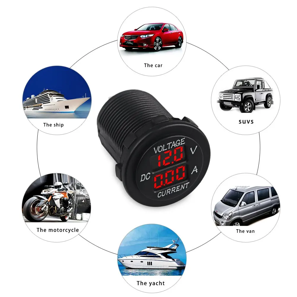 Voltímetro LED Doble Pantalla 12V-24V – Monitor De Batería Para Coche, Moto Y Barco, Fácil Instalación