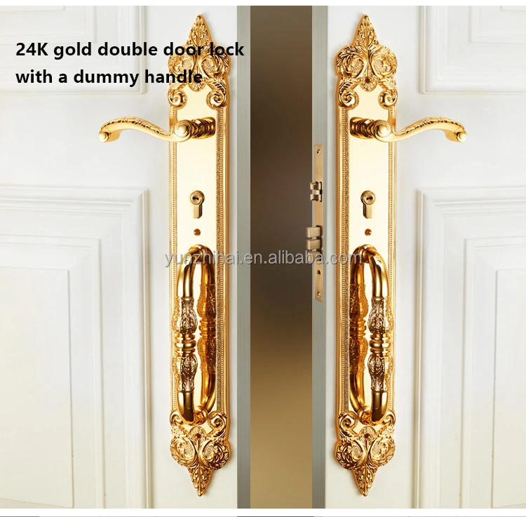 YZH Factory Price Classical Style All Copper Handle Lock for Double Wooden Main Door