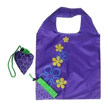 Cheap Fruits design Reusable Foldable Polyester Grocery Shopping Tote Bags Folding Pouch Storage Bags CUSTOM