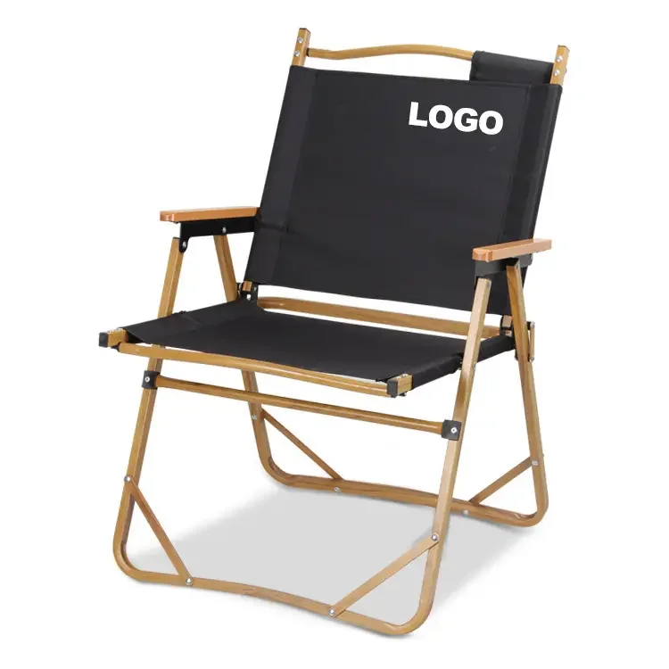 Outdoor Furniture Wood Grain Iron Portable Folding Camping Kermit Chair Outdoor Lounge Chair