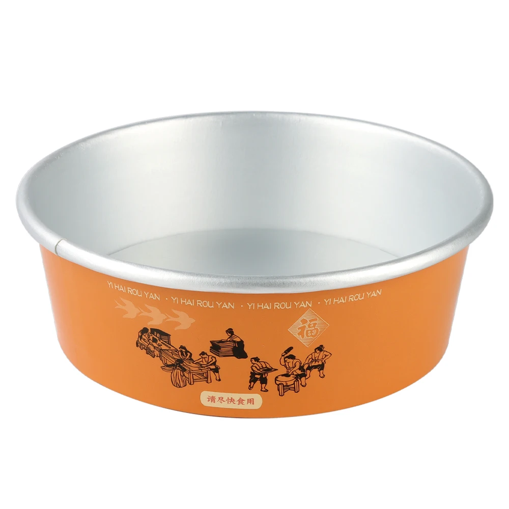 Custom print food container disposable biodegradable 12 16 24 32 oz aluminum foil paper lunch bowl with lid