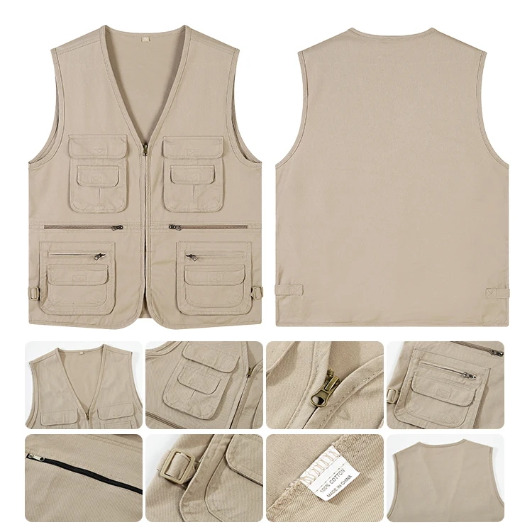 OlyljpinZ Homme Gilet De Pêche En Multi-Poches Léger Respirant à