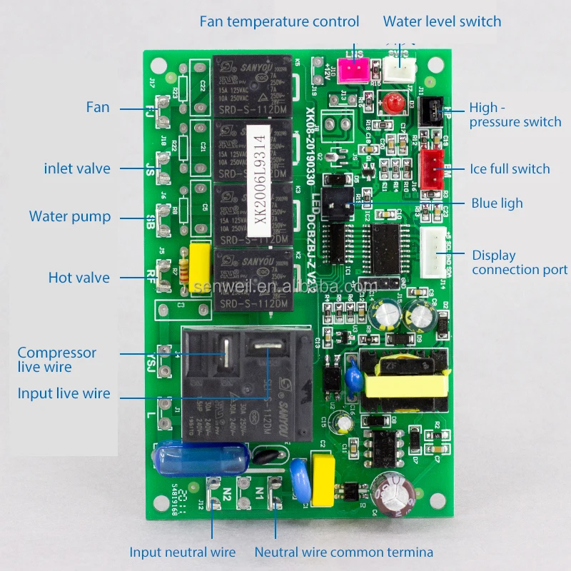 Polar AG871 ZB20 Ice Maker Main Circuit Board, New Version PCB For R600a Models