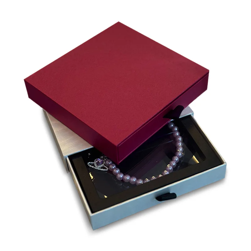 Wholesale elegant small rigid cardboard drawer jewelry boxes with foam insert for packaging and display jewels