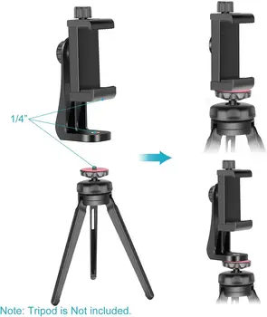 NEEWER Mobile-phone Holder Vertical 360 Degree Horizontal Bracket Tripod Mount Adapter with 1/4inch Thread Smartphone Monopod detail image