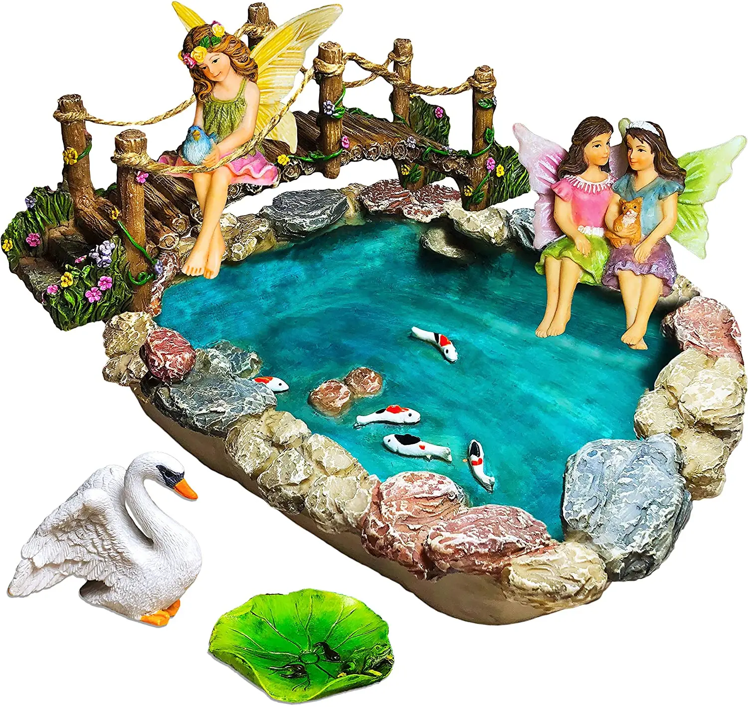 fairy garden fish pond kit miniature bridge fairy garden