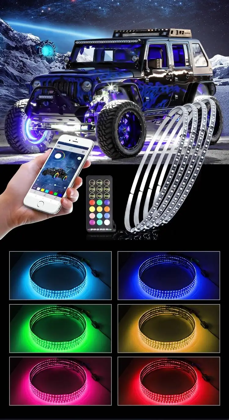 Vehicle 15.5 Inch 17 Inch Waterproof Rgbw Truck Led Wheel Rim Lights