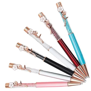 Luxury Beautiful Gift Metal Metal Ballpoint Pen With Flower Clip Customized Logo for Christmas Wedding Birthday Gift